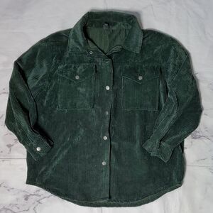 Wild Fable Green Corduroy Button-Up Shirt